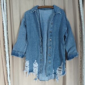 Distressed Denim Jean Jacket